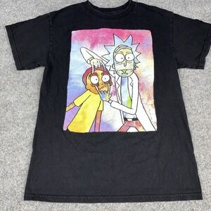 Rick and Morty T-Shirt Men's Medium Black Adult Swim Graphic Tee Cartoon Casual
